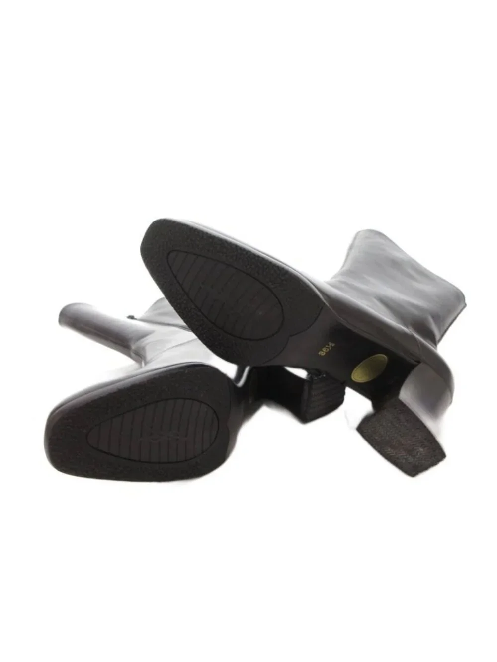 Saint Laurent Yves Long Boots Side Zip Leather 36.5 Black - Picture 6 of 8